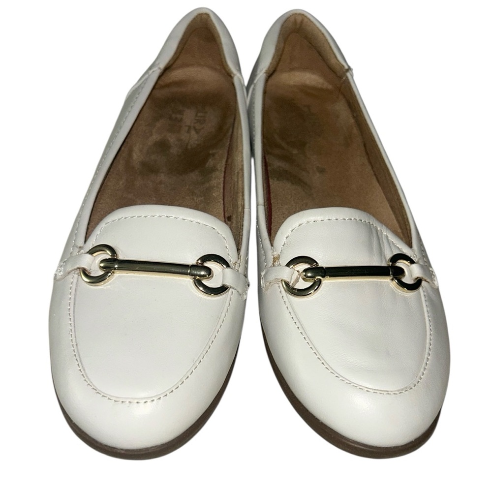 Naturalizer Fern Leather Loafers Women’s 8 White Slip On Rubber Sole Comfort